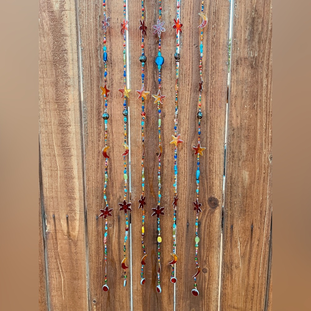 Celestial Strand Chakra Rainbow Sun Moon & Star Strand Sun Catcher Window Decor - Picture 8 of 13